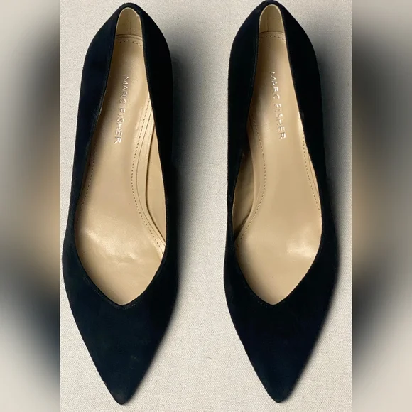 Marc Fisher Calea Black Suede Wedges Size 9.5 - Picture 2 of 6